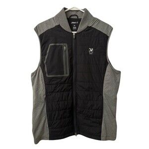 Johnnie-O Mens Size Medium Duffy Lightweight Quilted Golf Vest Black Gray w Logo